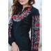 Embroidered blouse "Flower Ornament" Red on Black